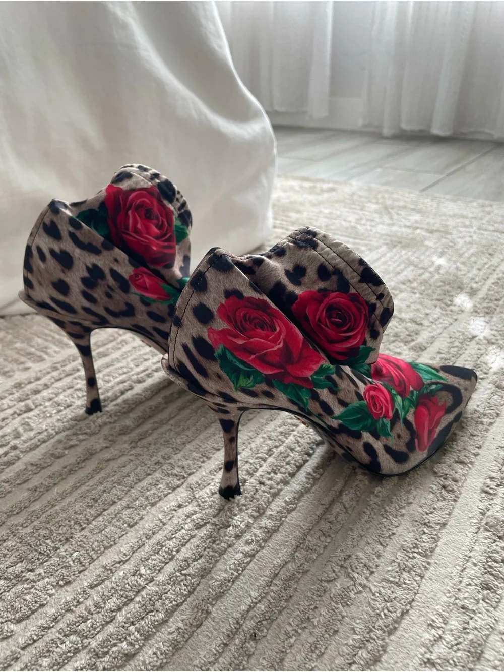 DOLCE & GABBANA Leo Rose Print Sock Booties